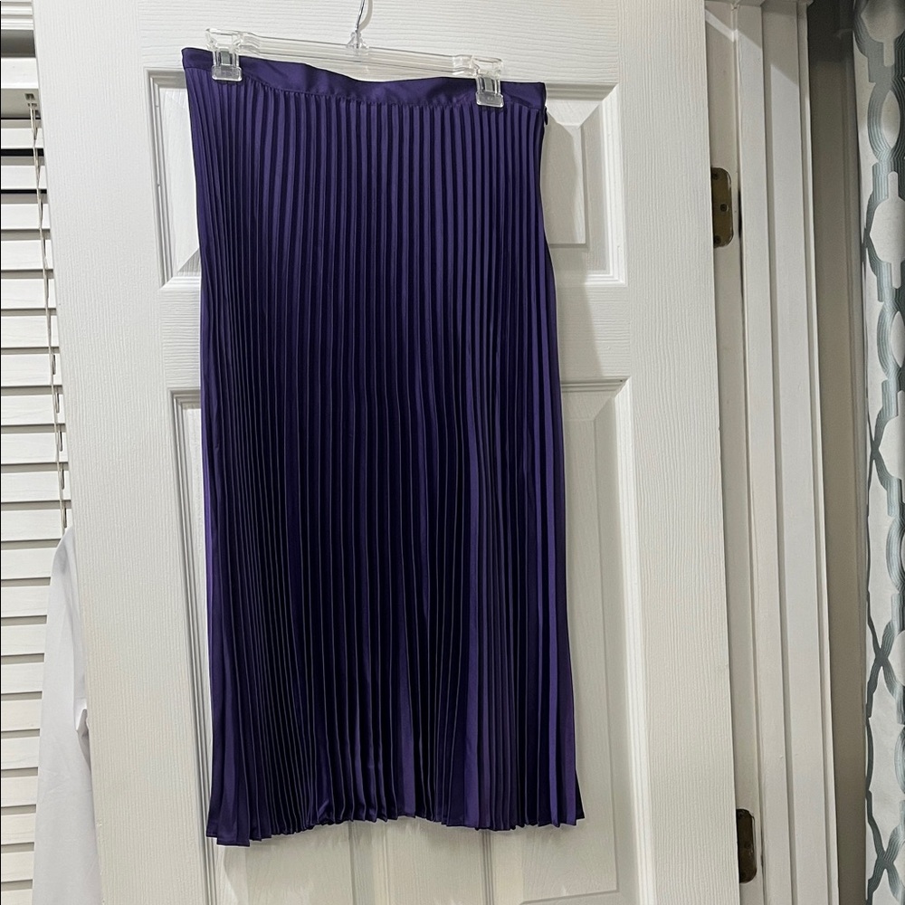 NWOT Talbots Elegant Purple Satin Pleated Skirt